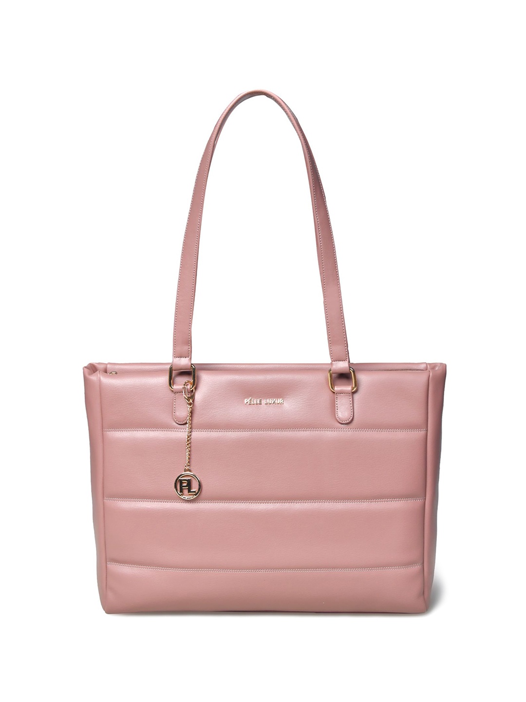 

PELLE LUXUR Women Textured PU Structured Shoulder Bag with Quilted, Pink