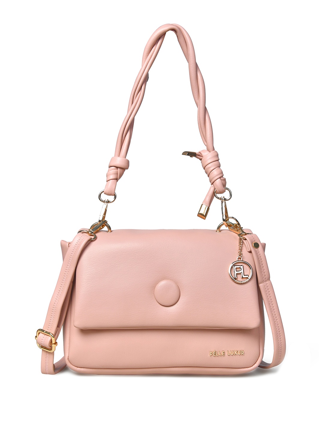 

PELLE LUXUR PU Bucket Shoulder Bag with Fringed, Pink