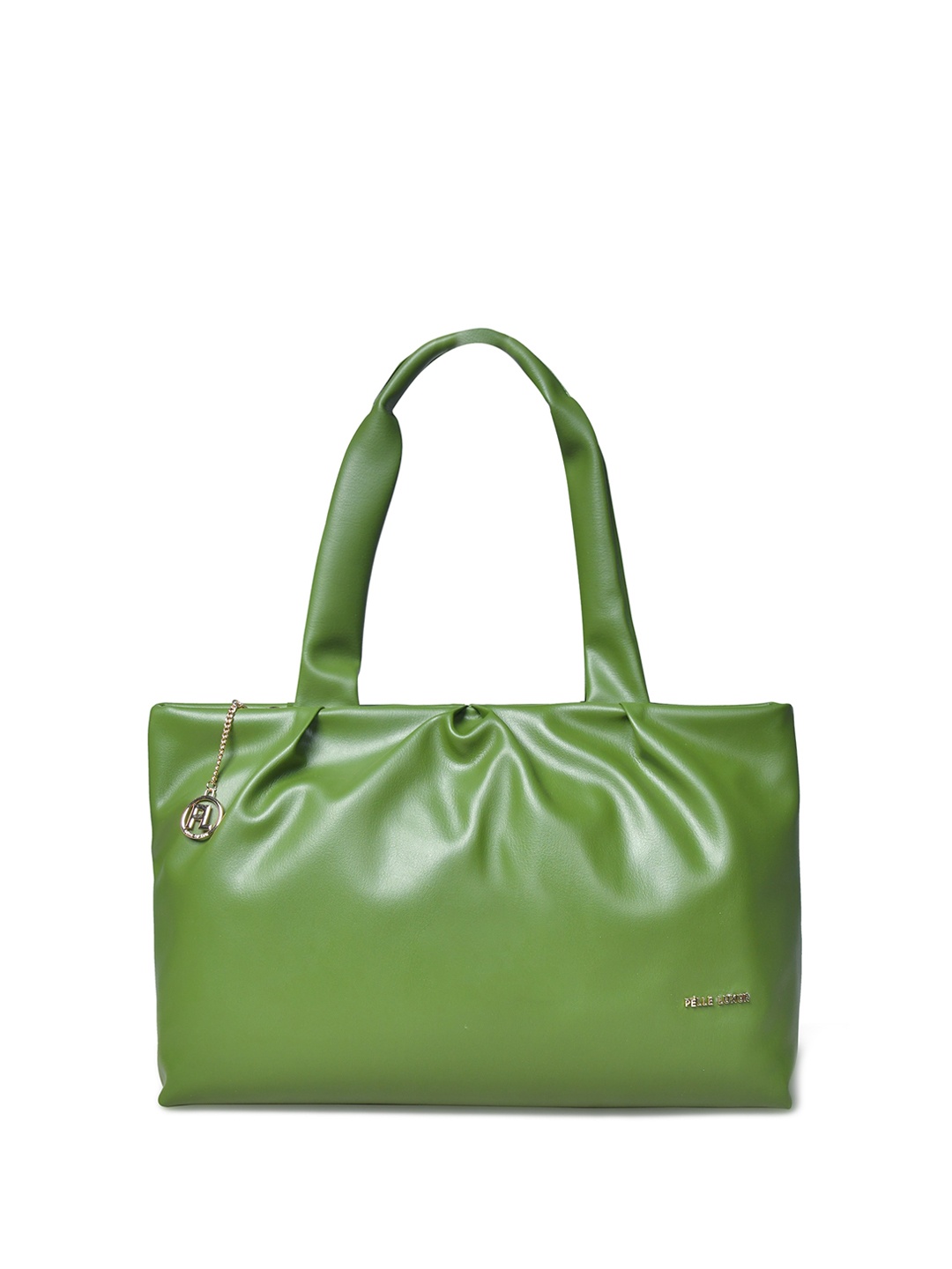 

PELLE LUXUR PU Structured Shoulder Bag with Bow Detail, Olive