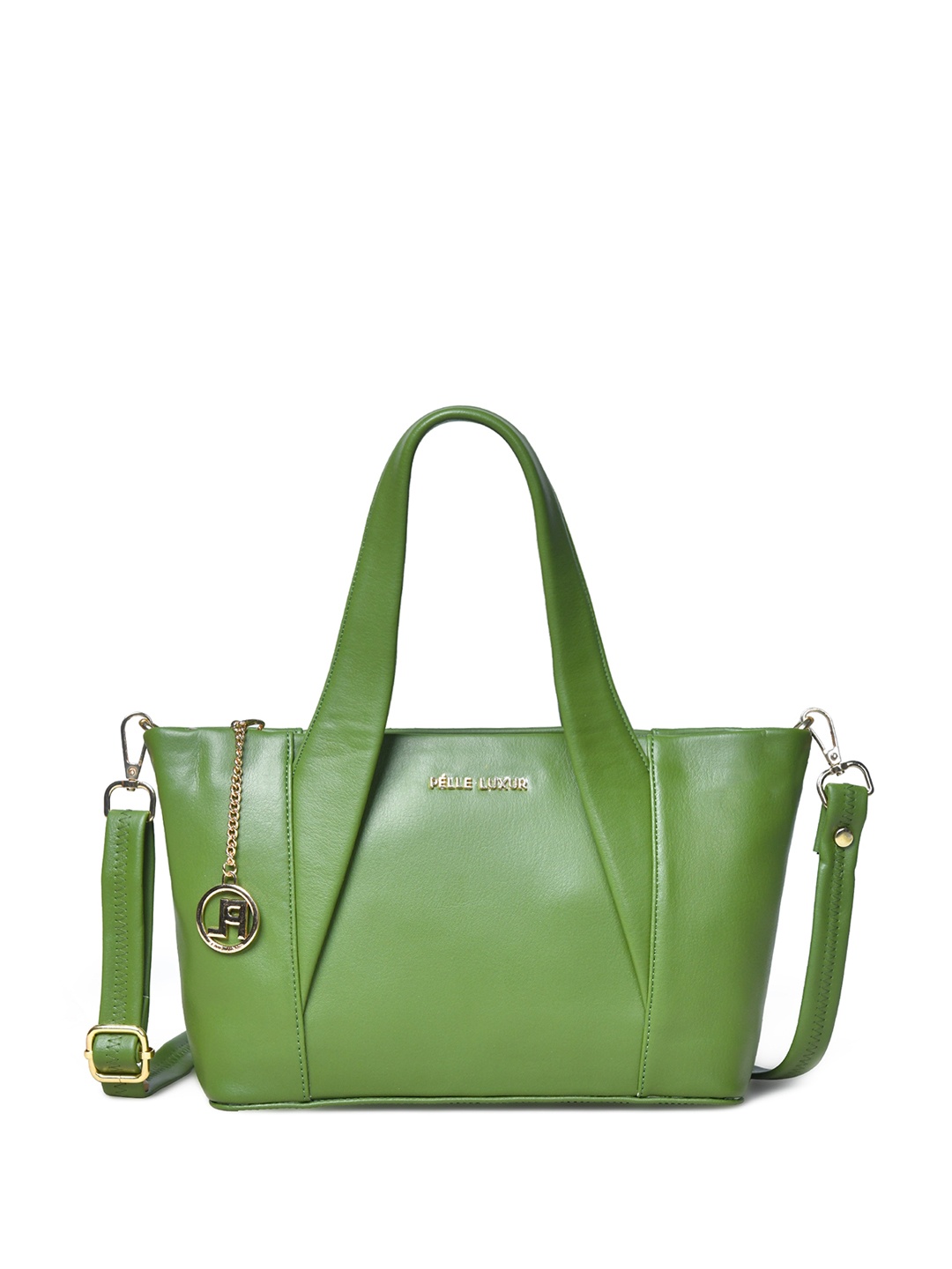 

PELLE LUXUR Women PU Structured Shoulder Bag, Olive