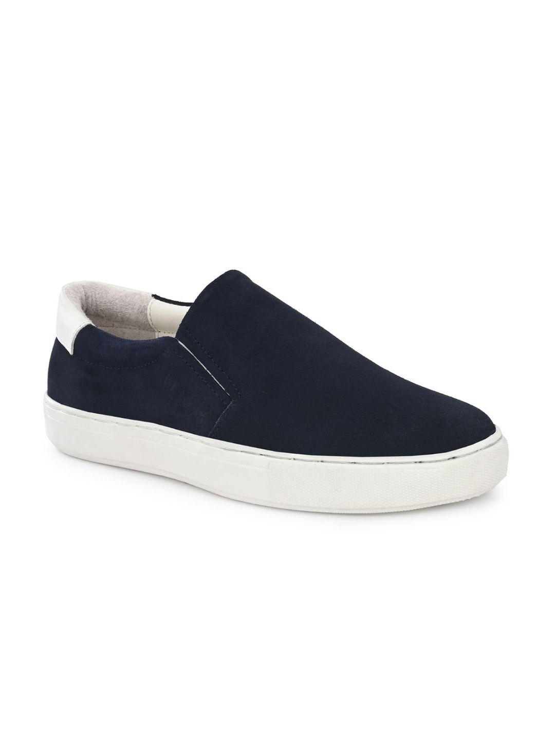 

LEGWORK Men Round Toe Comfort Insole Suede Slip-On Sneakers, Navy blue