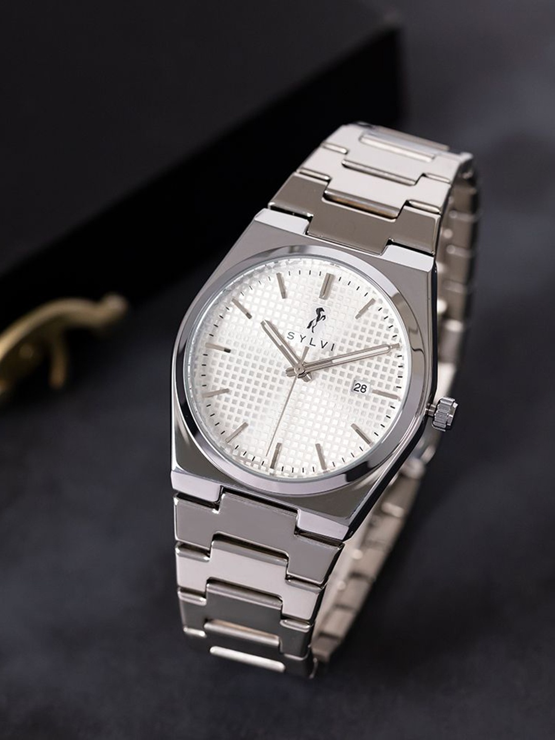 

Sylvi Men Stainless Steel Bracelet Style Analogue Multi Function Watch PRO-white-silver