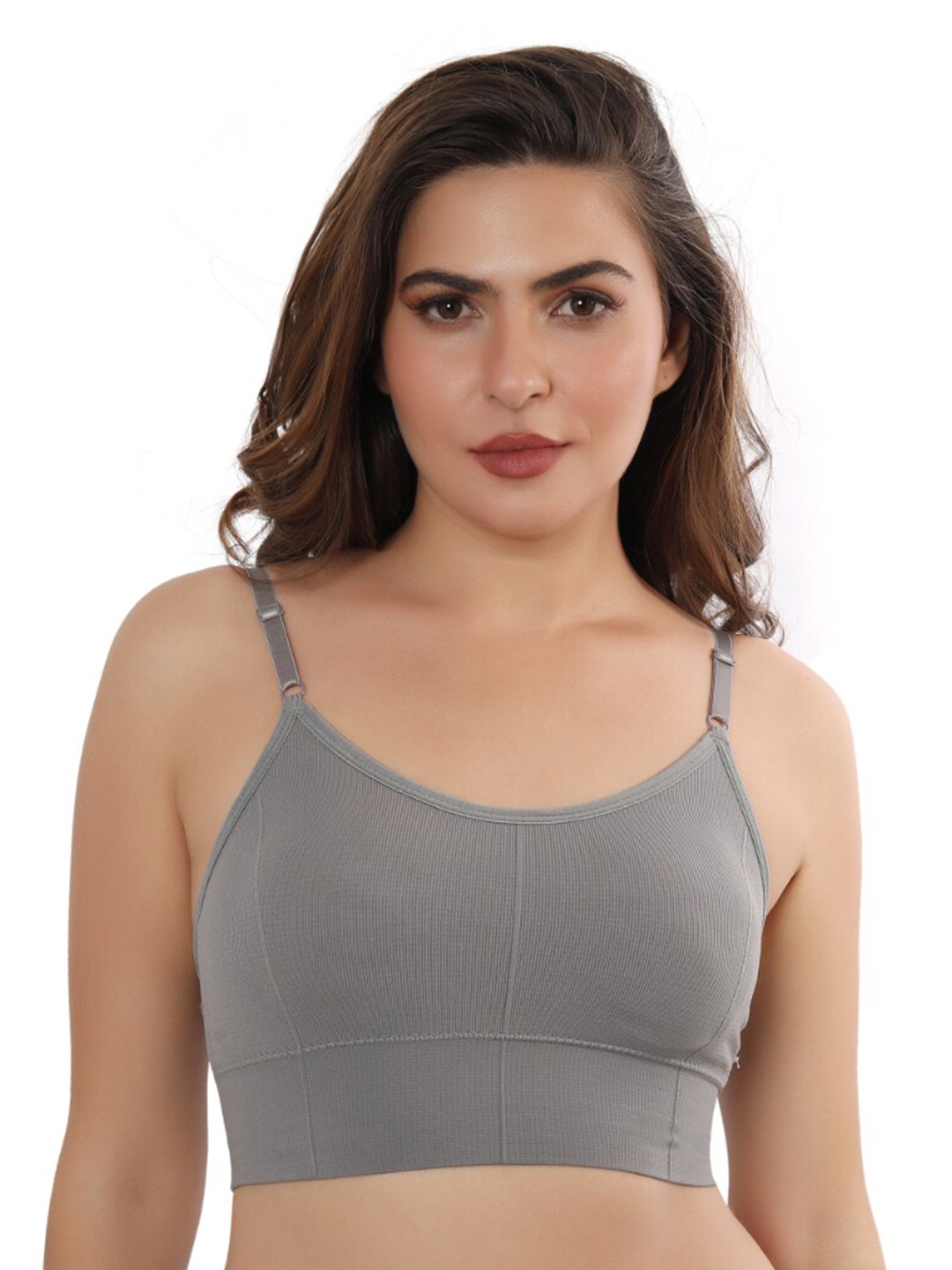 

Bella Voste Woven Beginners Full Coverage Non-Wired Solid Bra, Grey