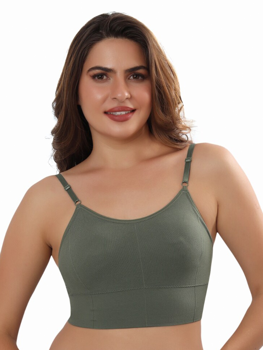 

Bella Voste Woven Beginners Full Coverage Non-Wired Solid Bra, Green