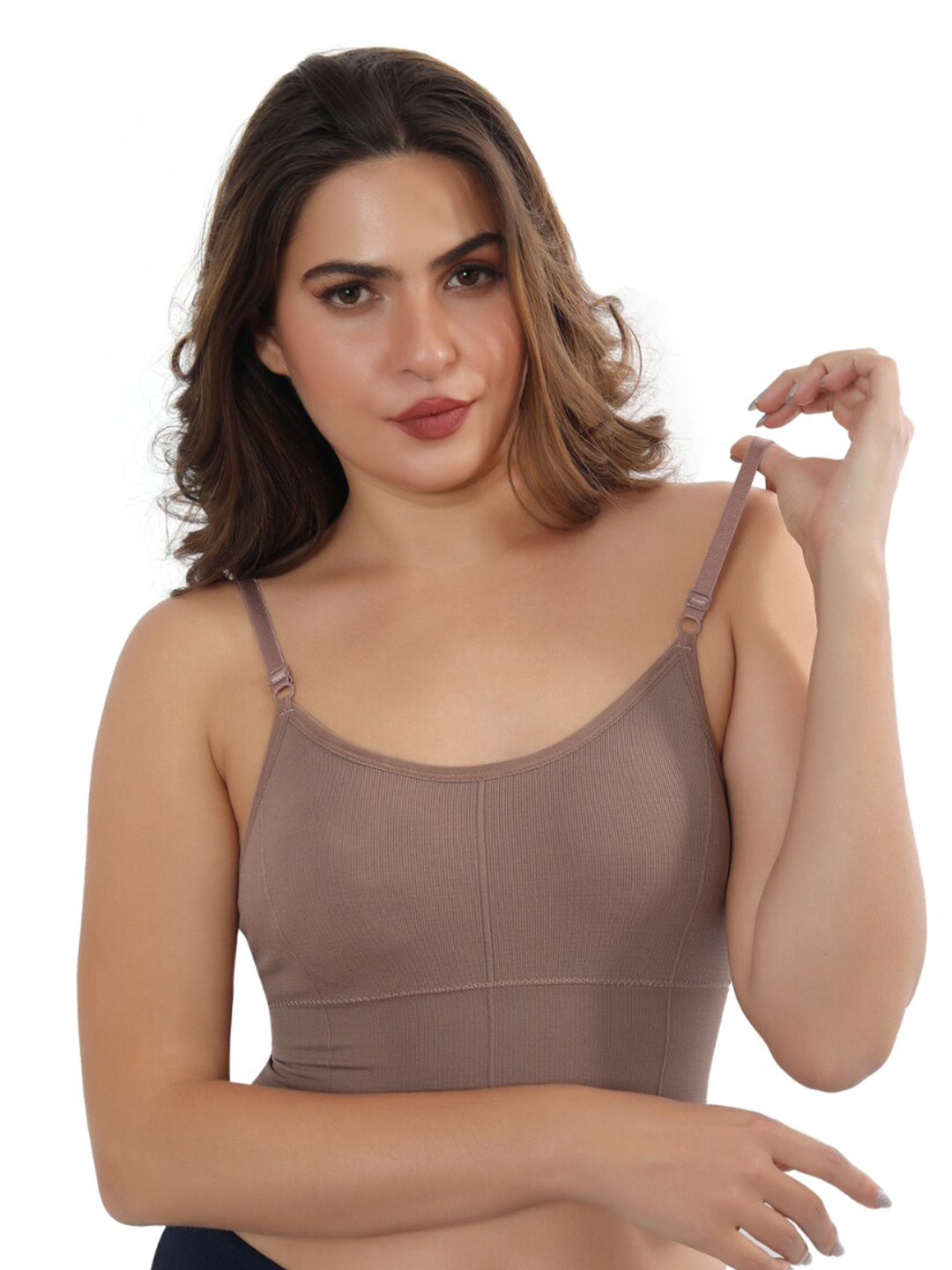 

Bella Voste Woven Beginners Full Coverage Non-Wired Solid Bra, Brown