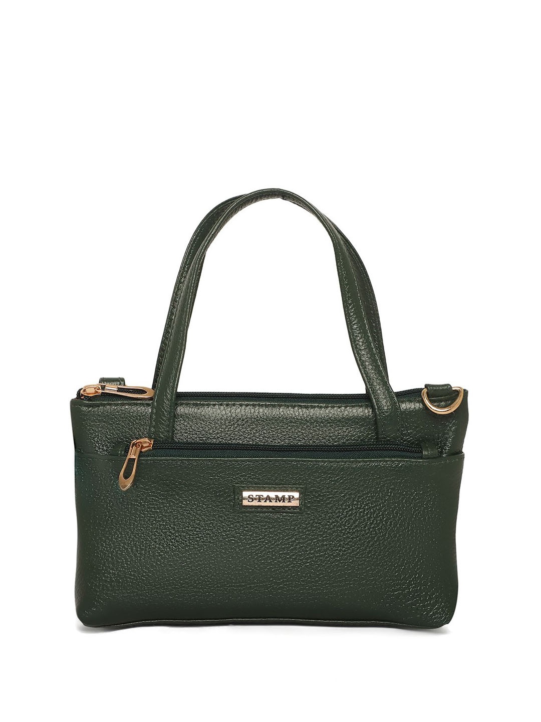 

Stamp Leather Structured Handheld Bag, Green