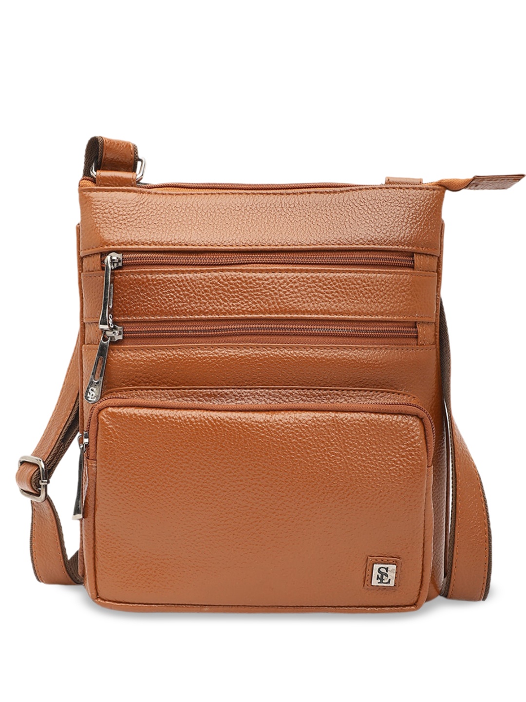 

Stamp Leather Swagger Sling Bag, Tan