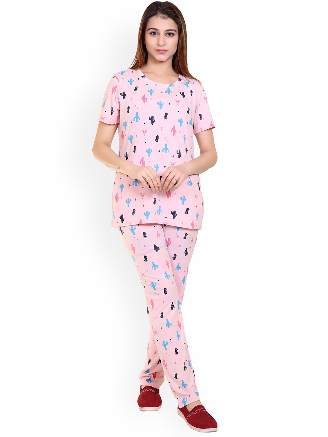 

MAZMUN Printed Top With Trousers Co-Ords Set, Pink