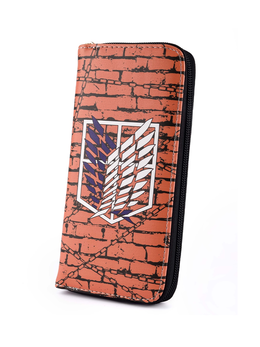 

COMICSENSE Women Attack On Titan Anime Wall Of Freedom Printed Zip Around Wallet, Orange