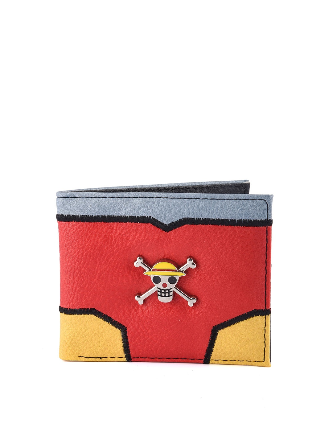 

COMICSENSE Men One Piece Strawhat Pirates Anime Printed Two Fold Wallet, Red