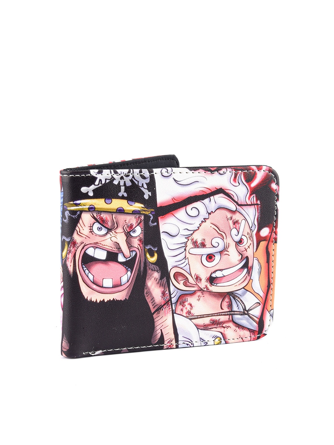 

COMICSENSE Men One Piece Anime Four Emperors Printed Two Fold Wallet, Black