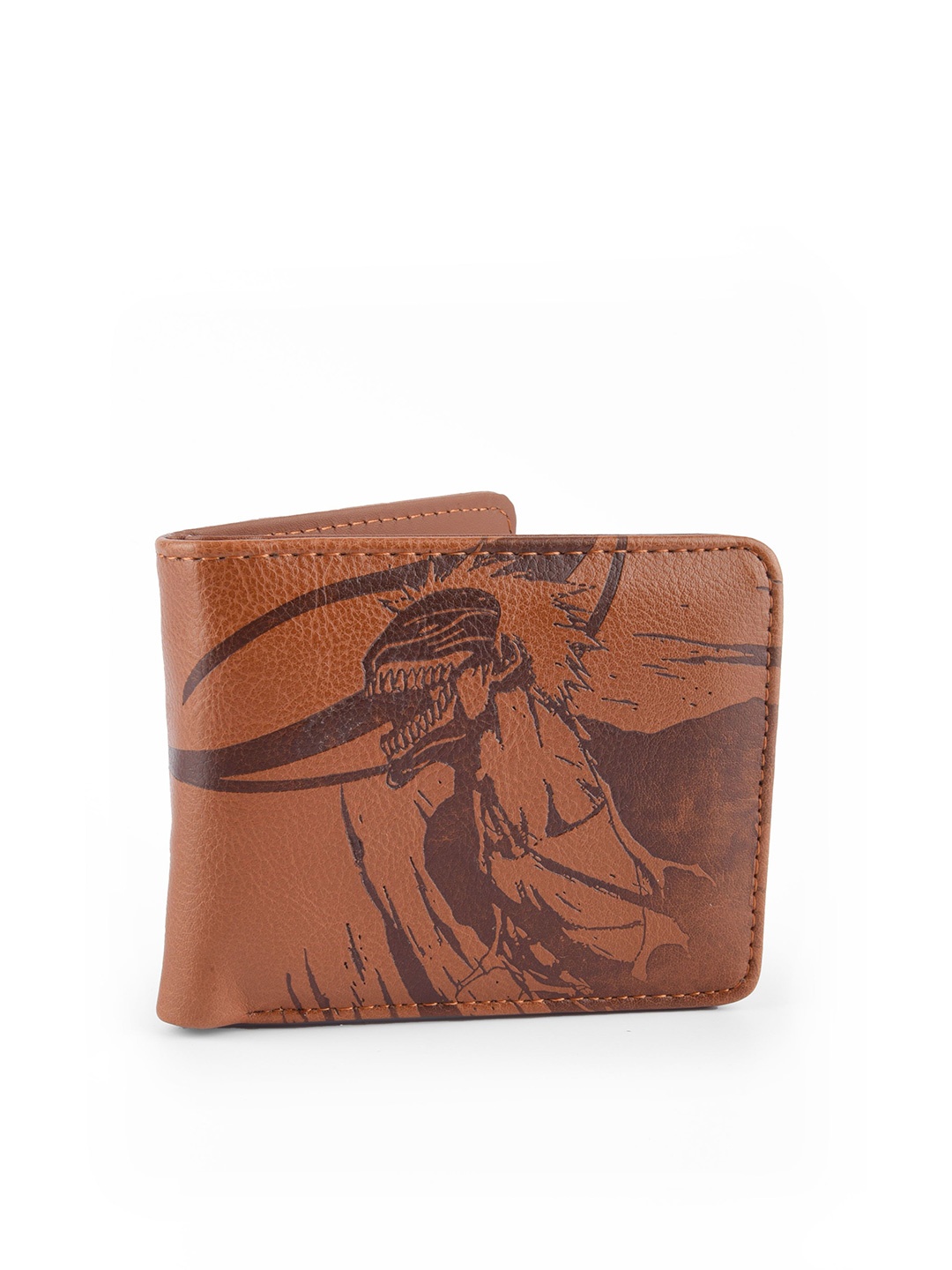 

COMICSENSE Men Bleach Anime Embossed Printed Two Fold Wallet, Brown