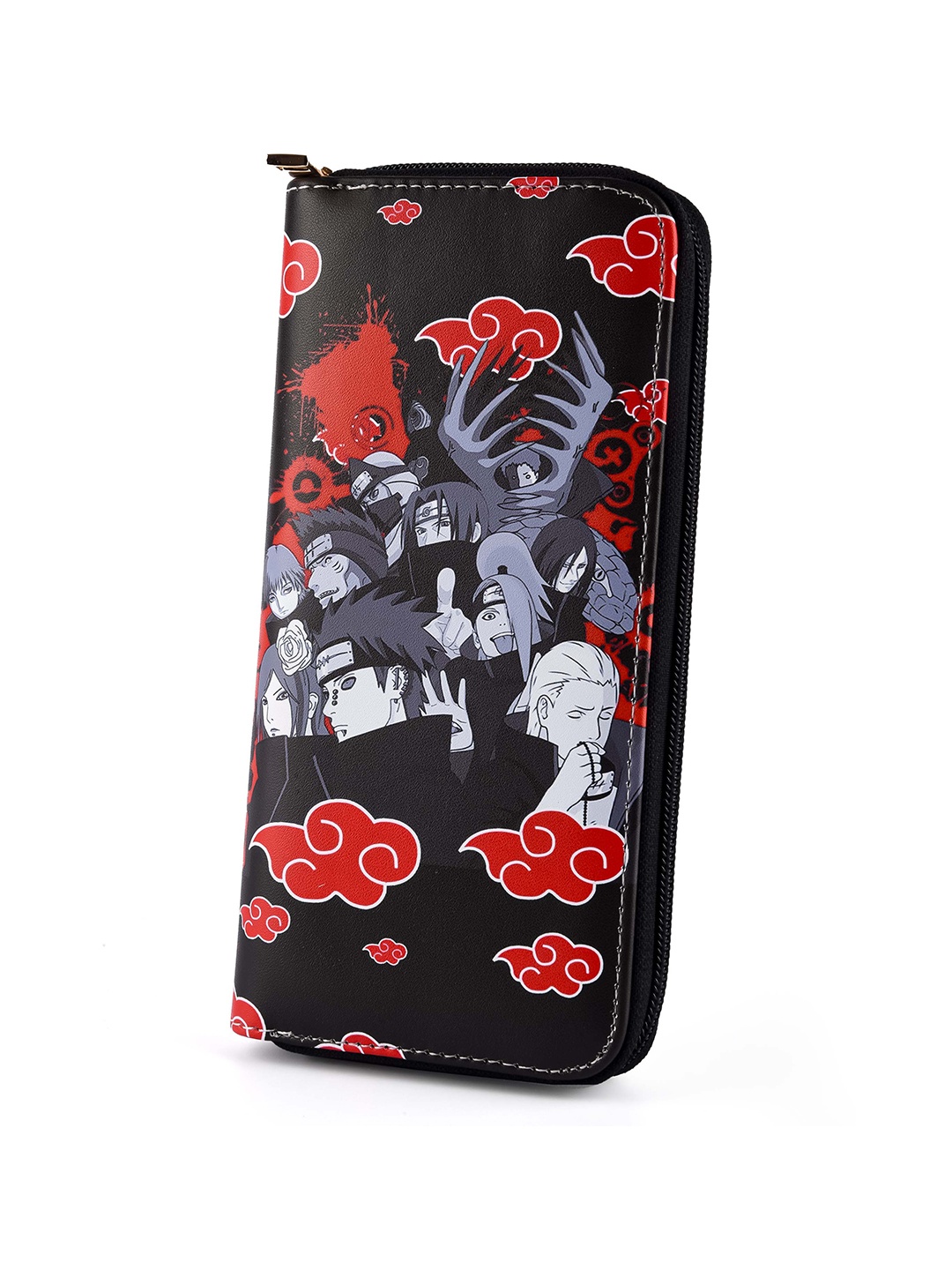 

COMICSENSE Women Naruto Anime Jinchuriki Hunter Printed Zip Around Wallet, Black