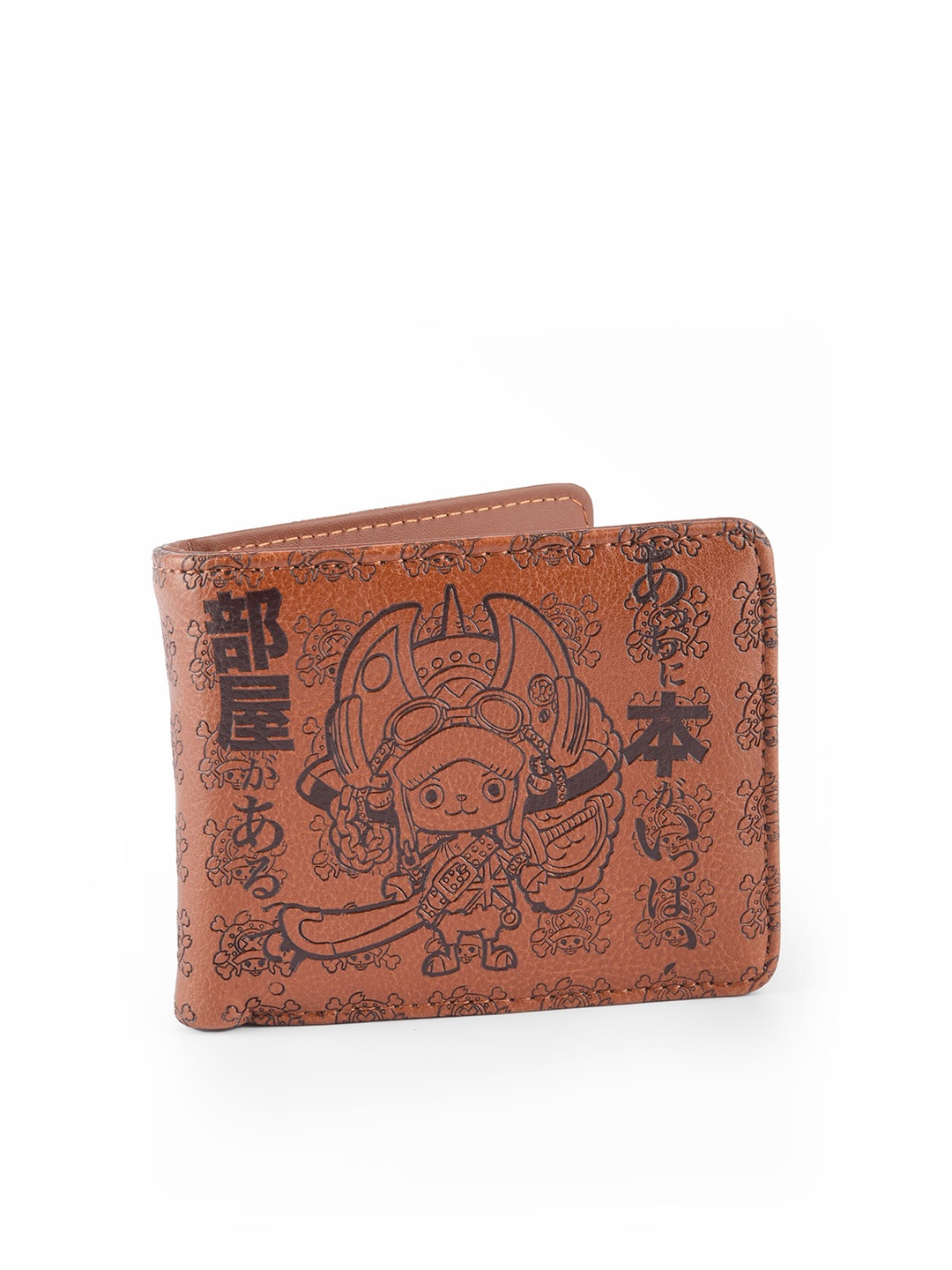 

COMICSENSE Men One Piece Dr Tony Embossed Anime Printed Two Fold Wallet, Brown