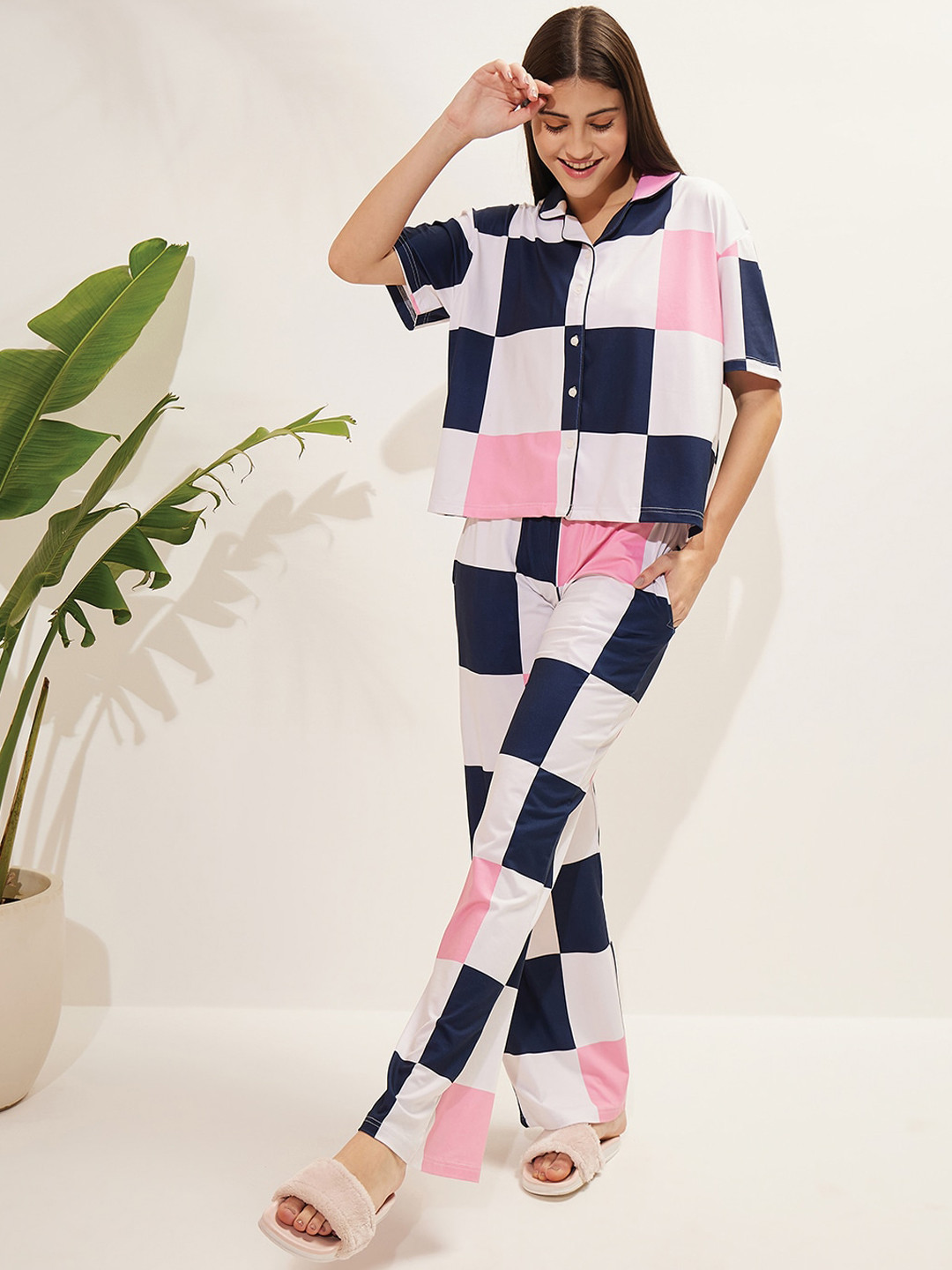 

Sweet Dreams Women Printed Night suit, Navy blue