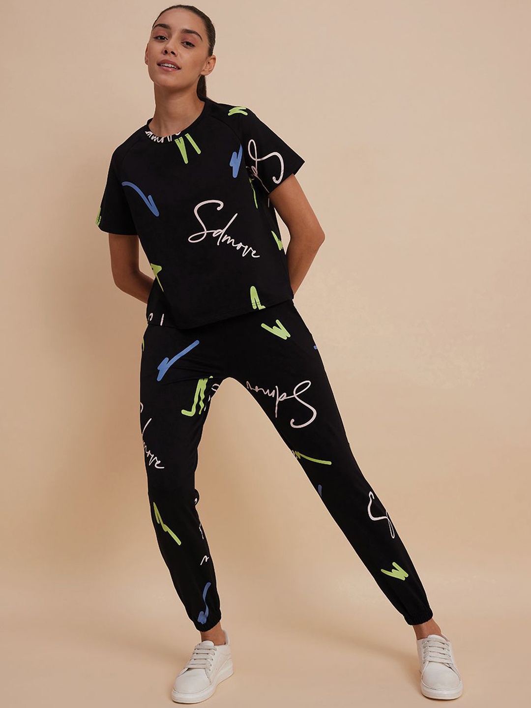 

Sweet Dreams Women Typography Printed Night suit, Black