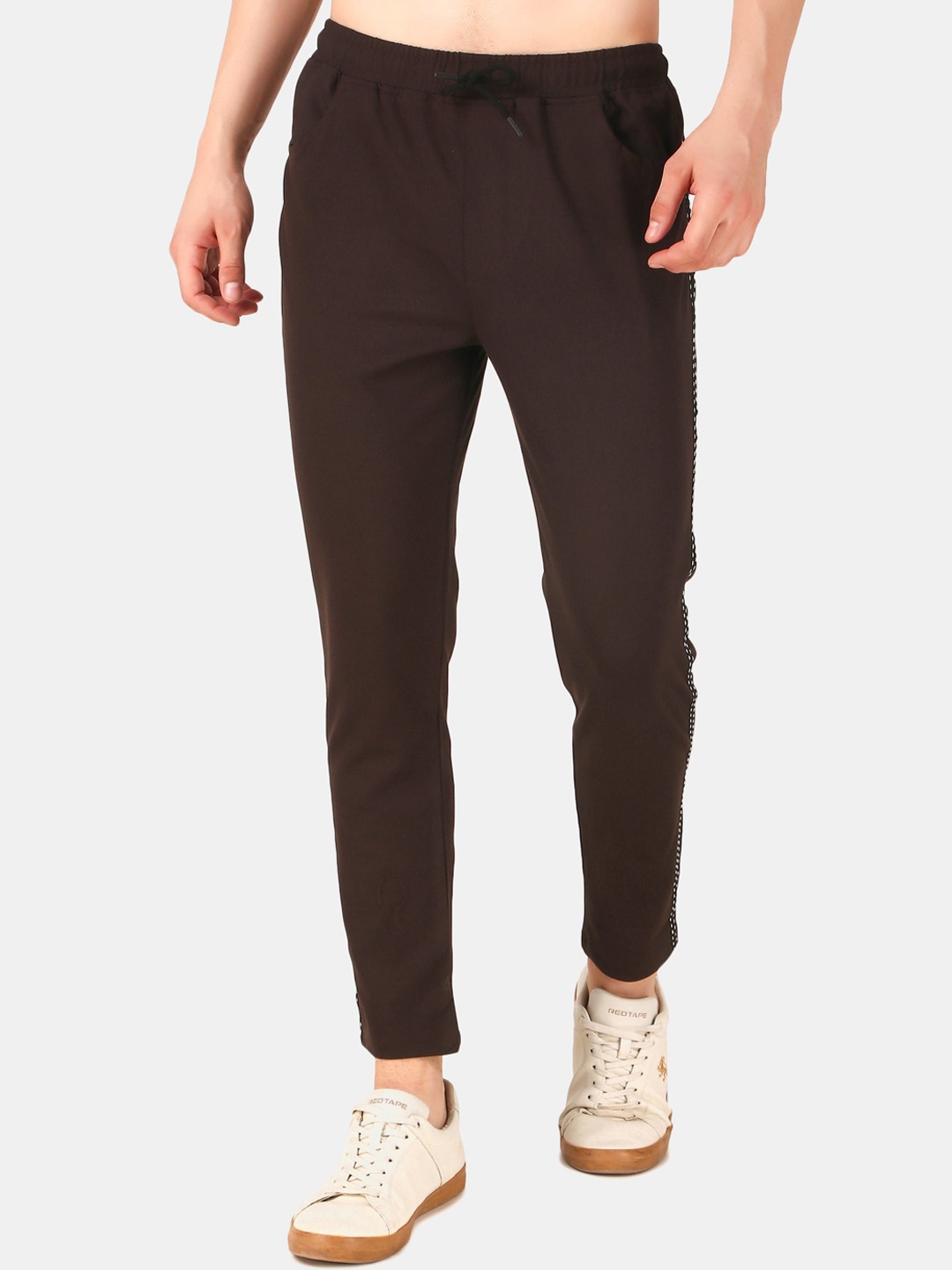 

WELL QUALITY Men Side Pockets Track Pants, Brown