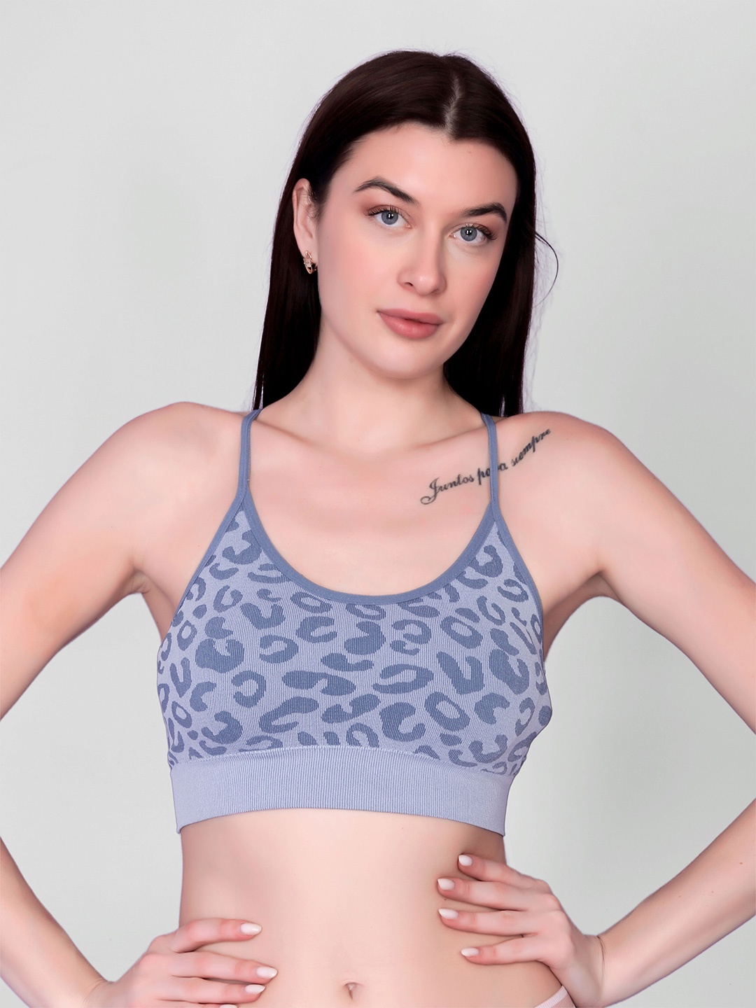 

Spiaty Animal Printed Removable Padding Full Coverage Workout Bra With All Day Comfort, Blue