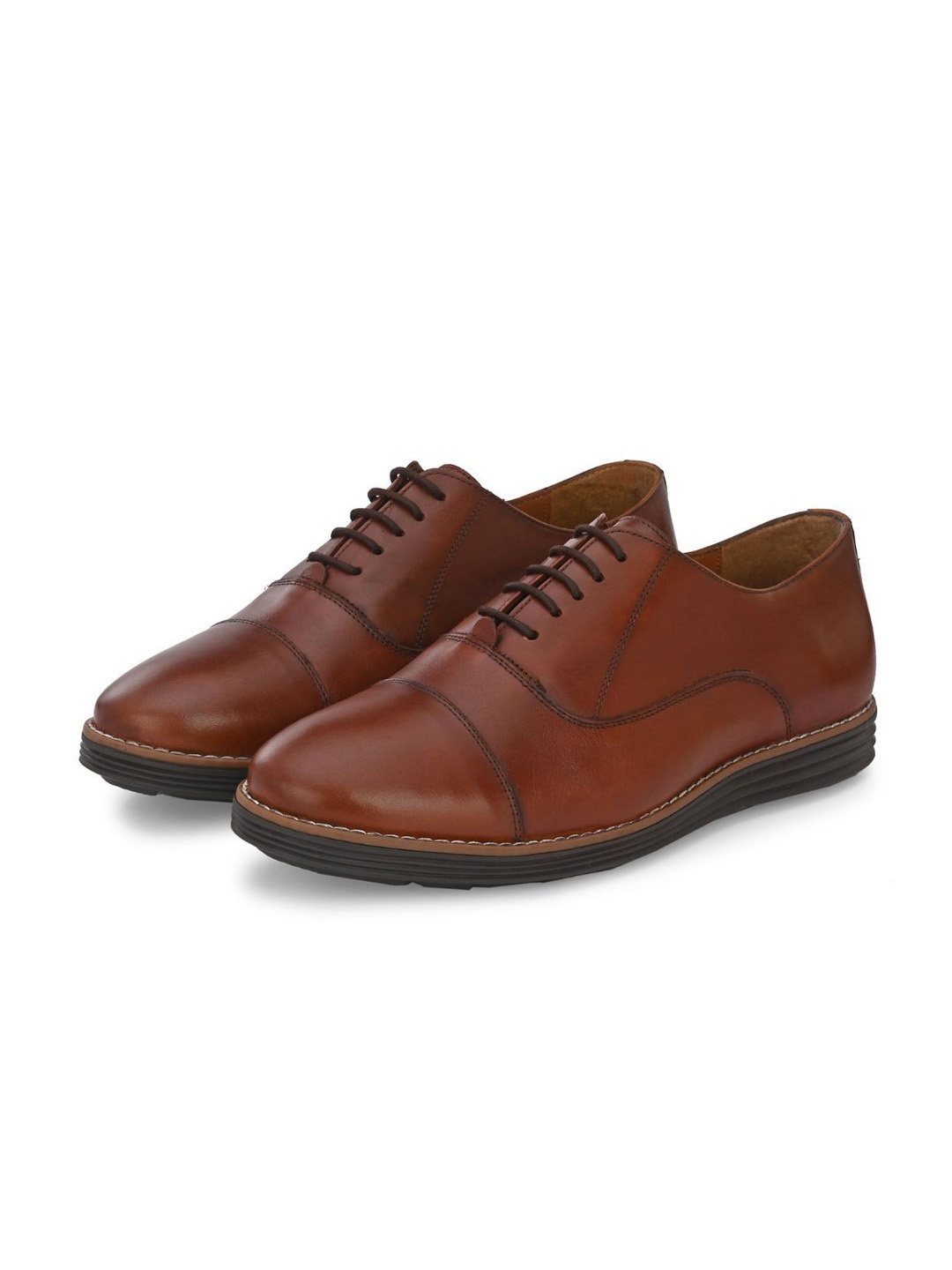 

LEGWORK Men Leather Formal Oxfords, Tan