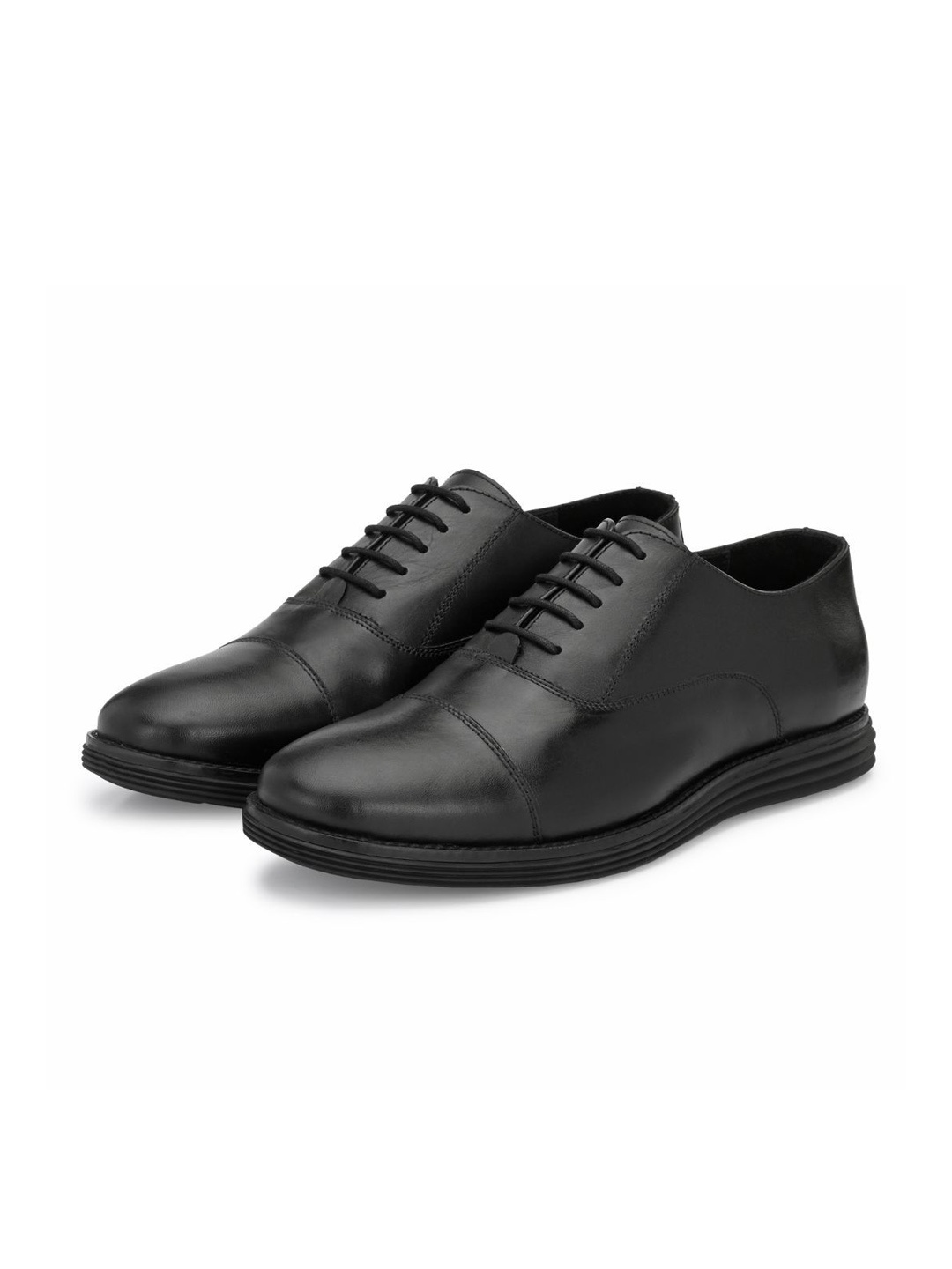 

LEGWORK Men Leather Formal Oxfords, Black