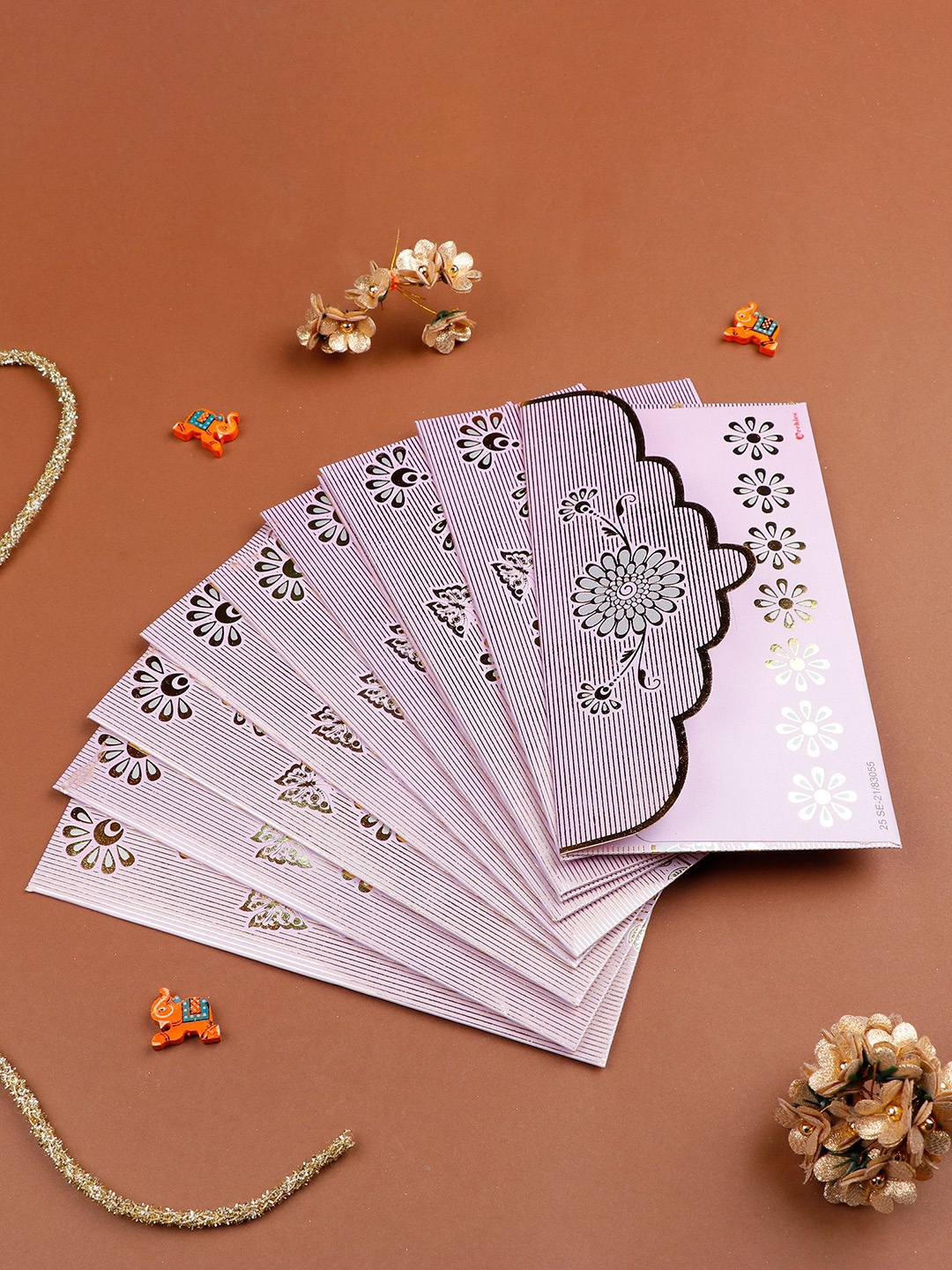 

Archies Set Of 10 Ethnic Motifs Printed Shagun Envelopes, Purple
