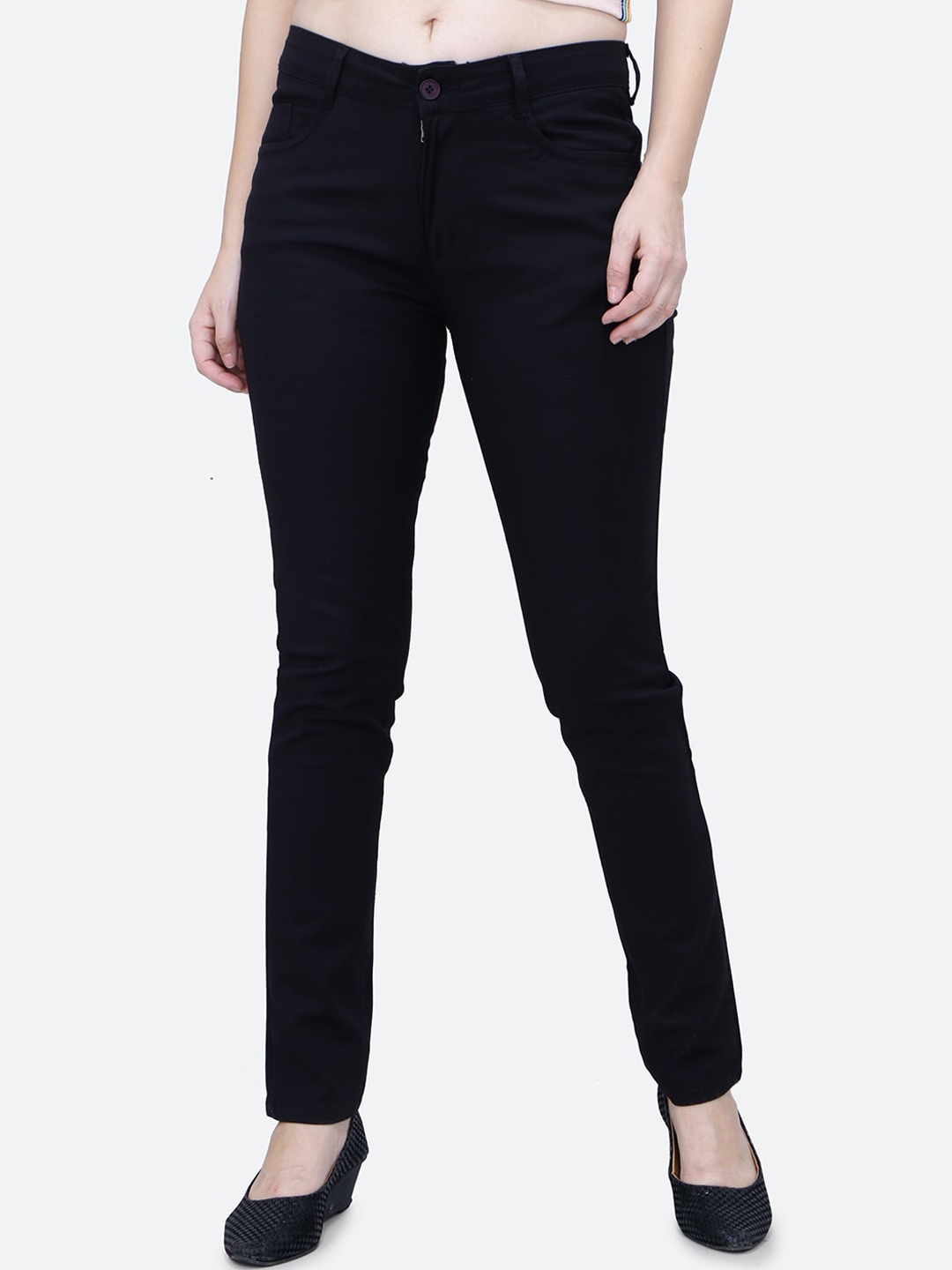 

FCK-3 Women Relaxed High-Rise Easy Wash Chinos Trousers, Black