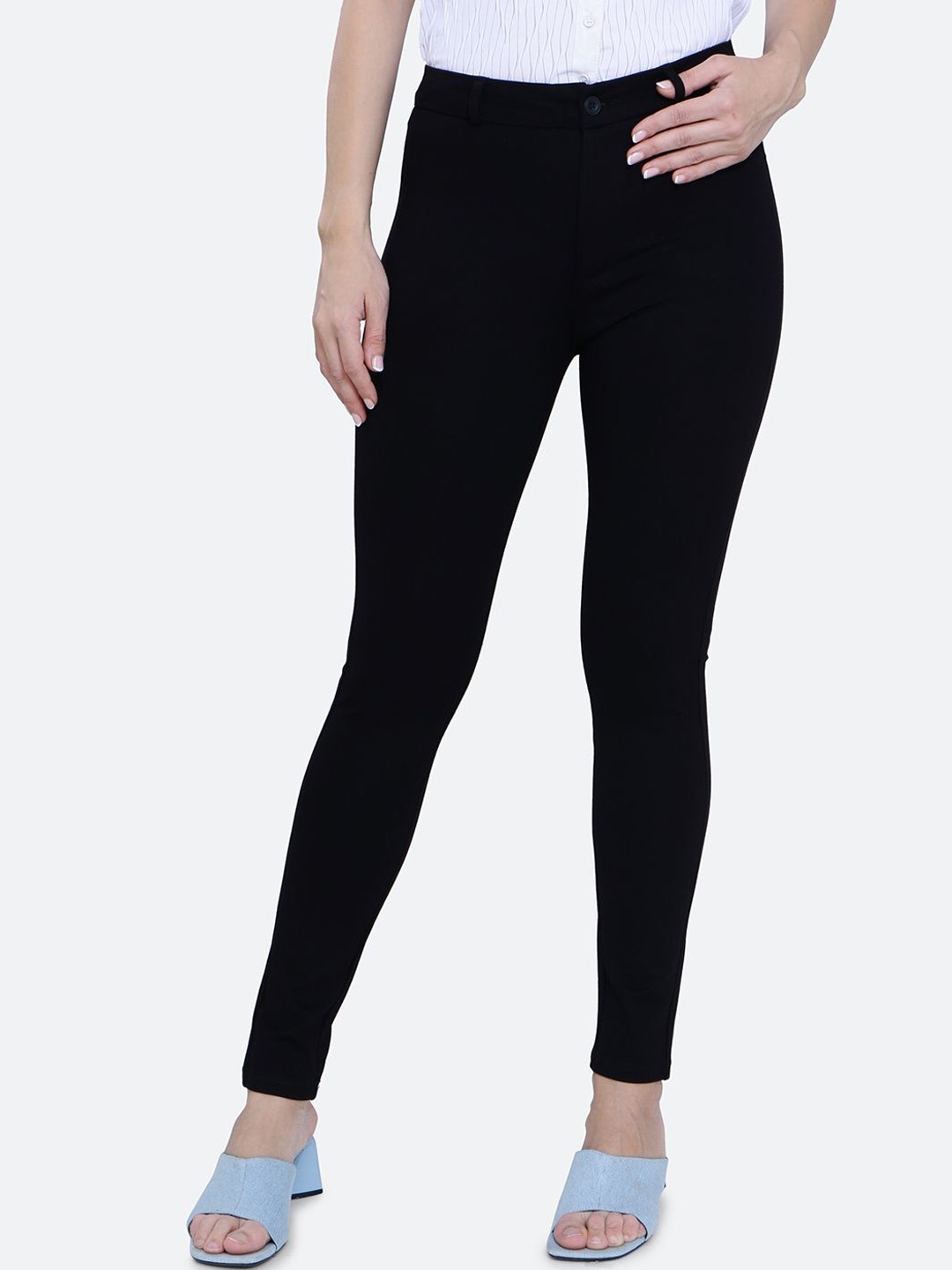 

FCK-3 Women Relaxed Fit High-Rise Easy Wash Trousers, Black