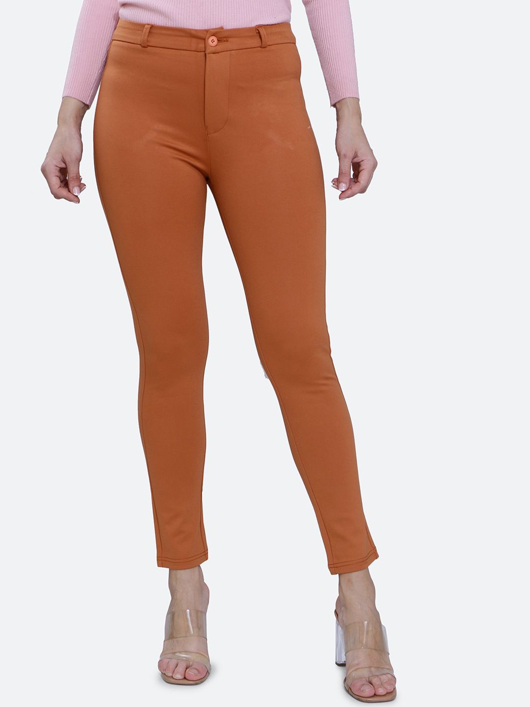 

FCK-3 Women Relaxed High-Rise Easy Wash Trousers, Orange