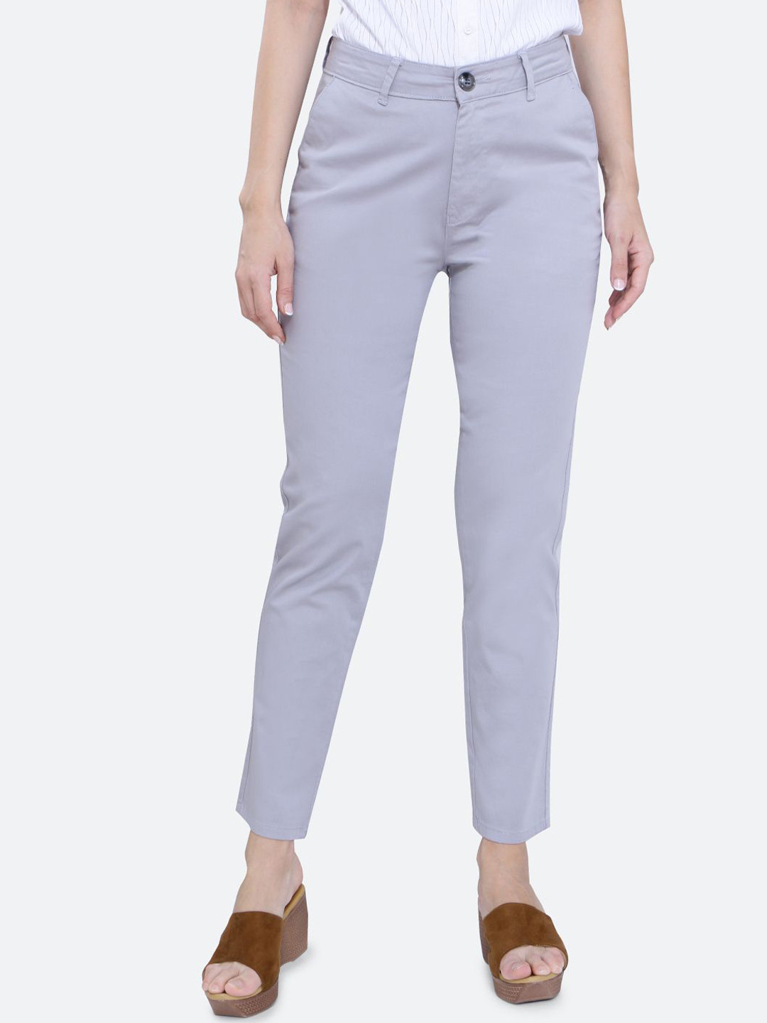 

FCK-3 Women Relaxed High-Rise Trousers, Grey melange