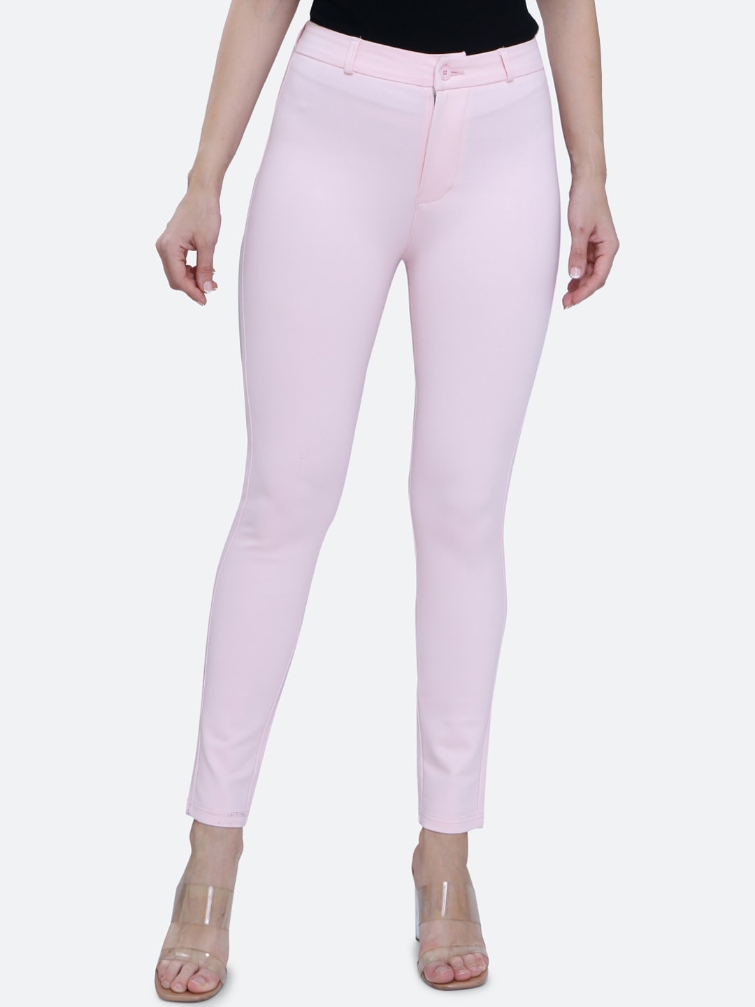 

FCK-3 Women Relaxed Mid-Rise Easy Wash Trousers, Pink