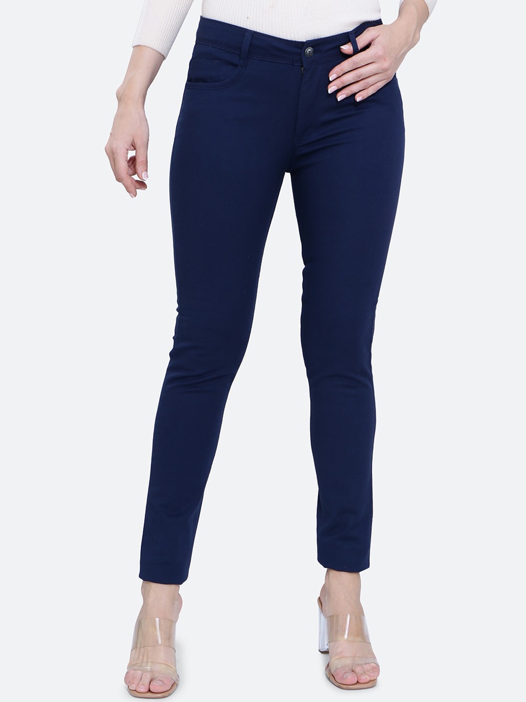 

FCK-3 Women Relaxed High-Rise Easy Wash Trousers, Blue