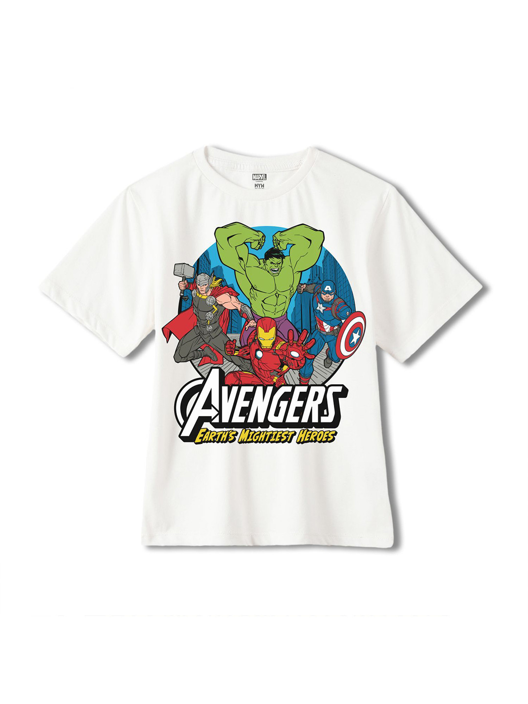 

Wear Your Mind Boys Avengers Printed Raw Edge T-shirt, White