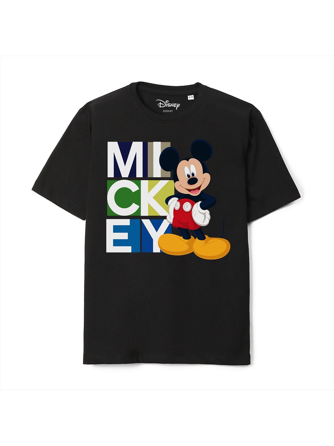 

Wear Your Mind Boys Mickey Mouse Printed Cotton Applique T-shirt, Black