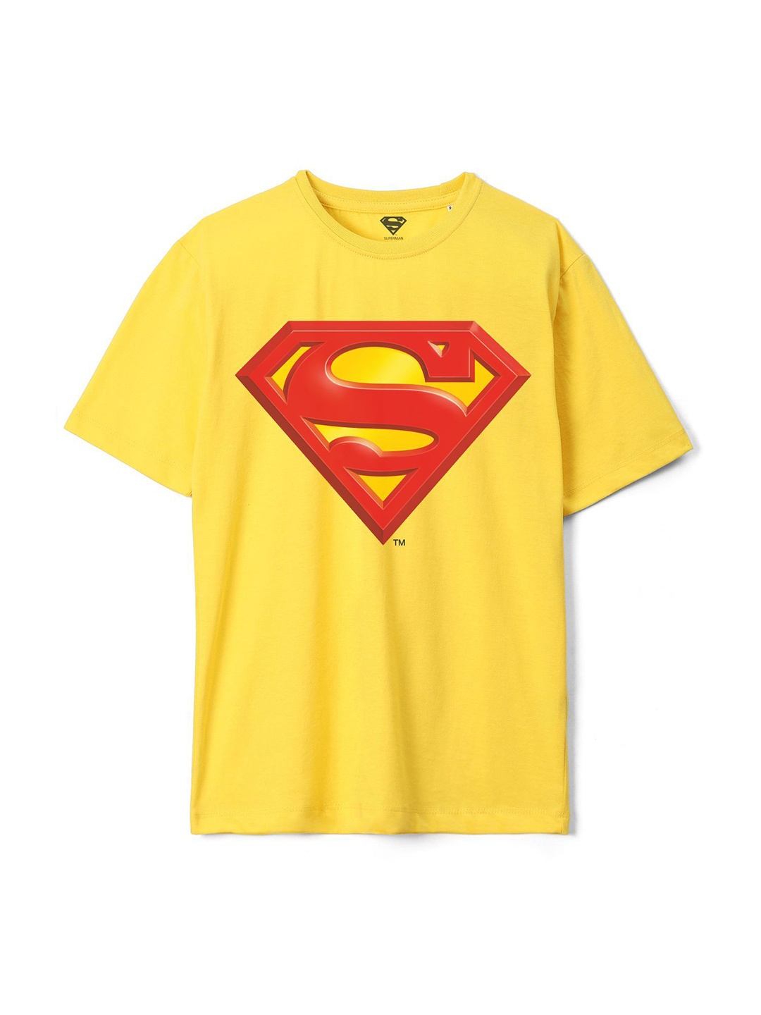 

Wear Your Mind Boys Superman Printed Cotton Round-Neck T-shirt, Yellow