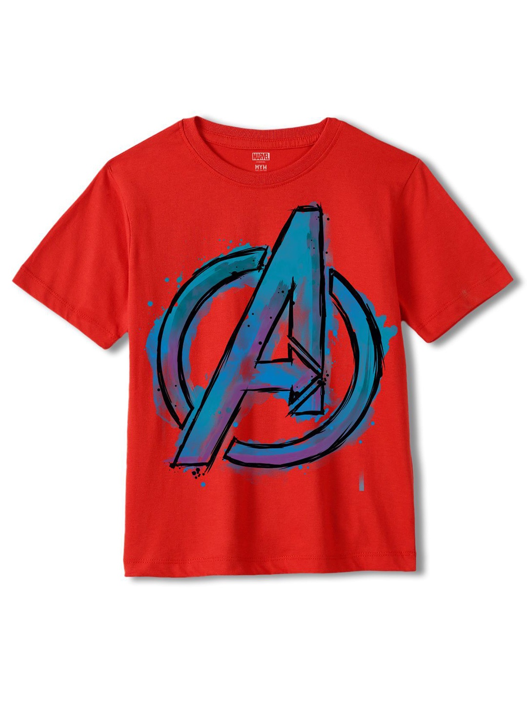 

Wear Your Mind Boys Avengers Printed Cotton Round Neck Short Sleeves T-shirt, Red