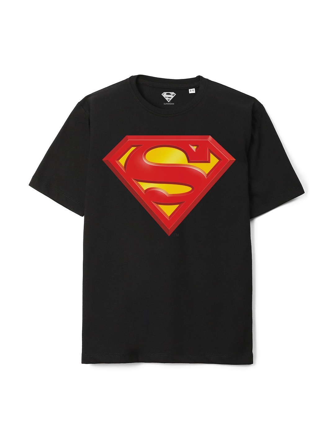 

Wear Your Mind Boys Superman Printed Round-Neck Applique T-shirt, Black