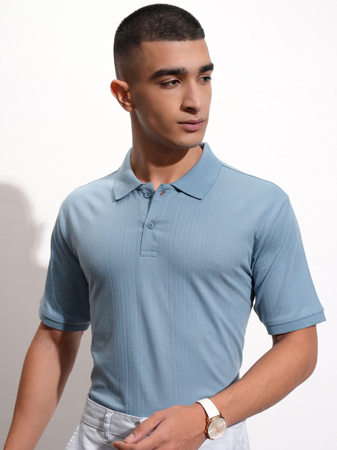 

HIGHLANDER Men Polo Collar Applique T-shirt, Blue