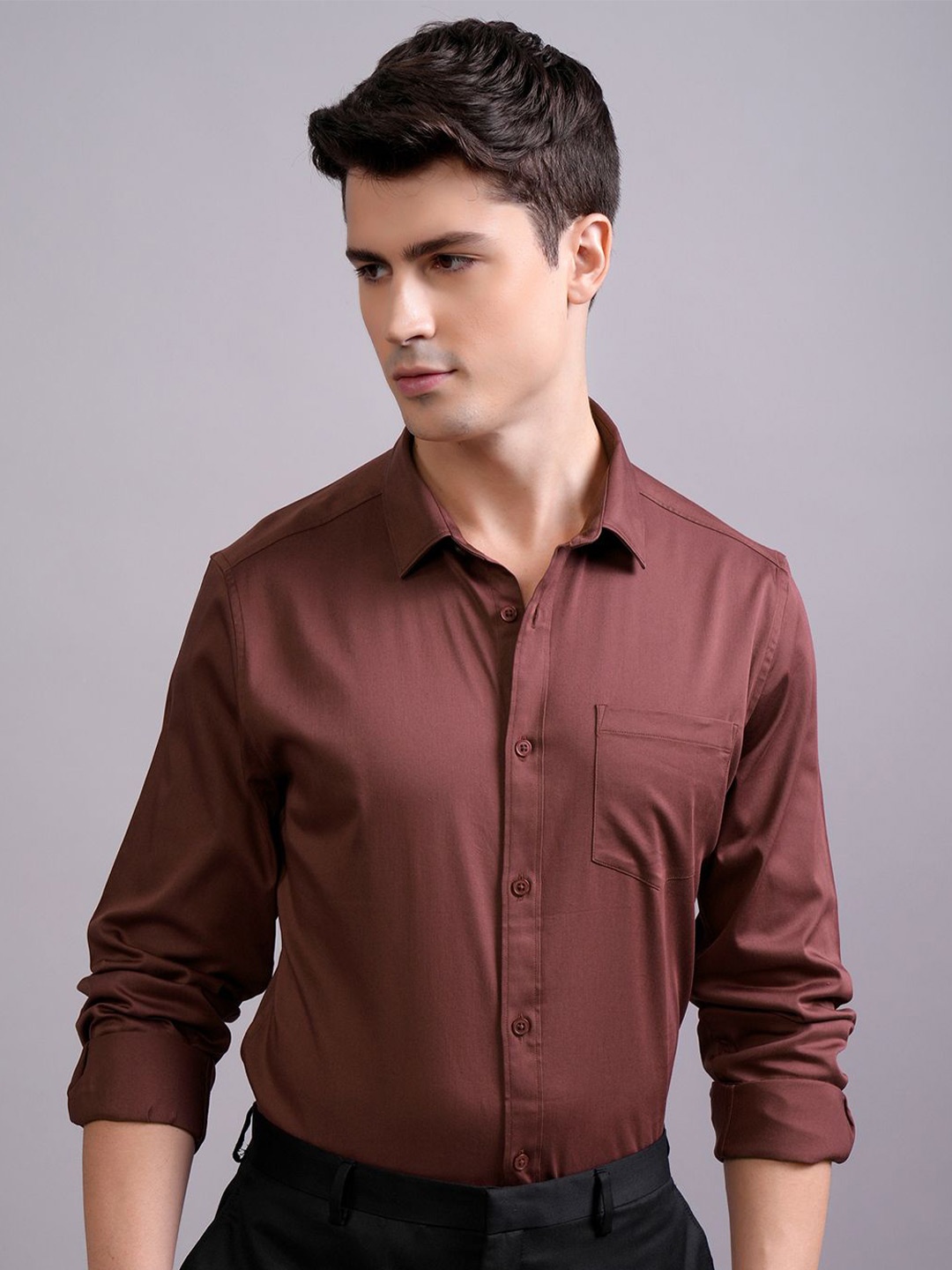 

HIGHLANDER Men Slim Fit Shirt, Brown