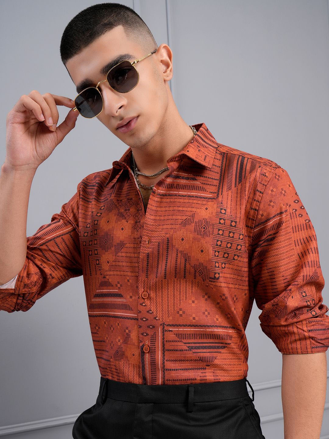 

HIGHLANDER Printed Casual Shirt, Orange