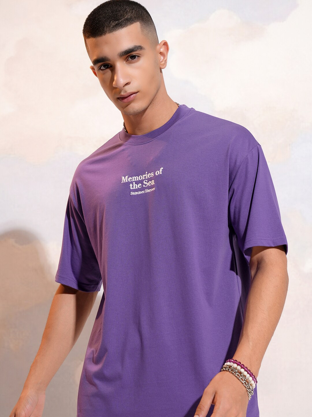

HIGHLANDER Men Typography Drop-Shoulder Sleeves T-shirt, Purple