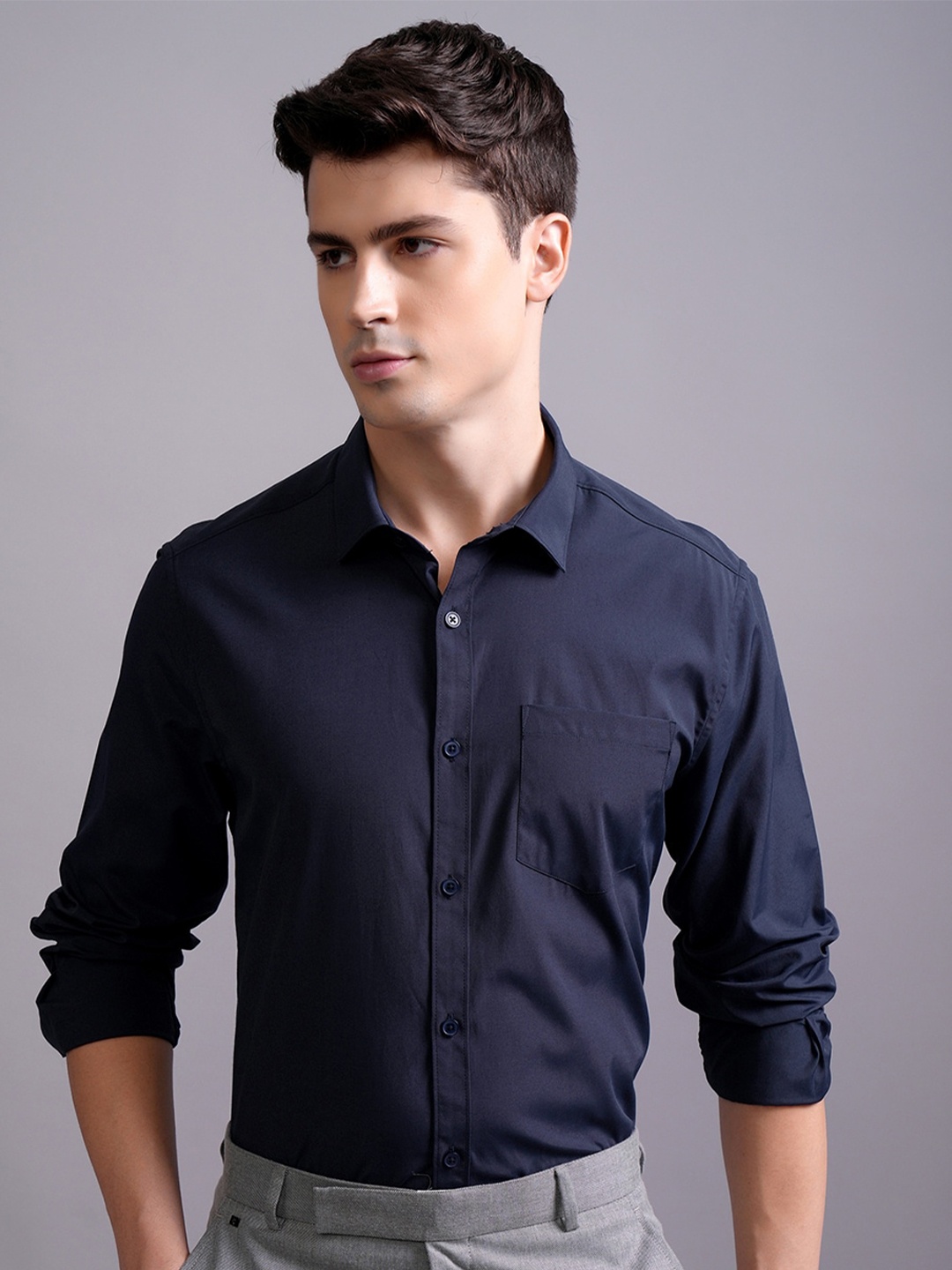 

HIGHLANDER Slim Fit Shirt, Navy blue