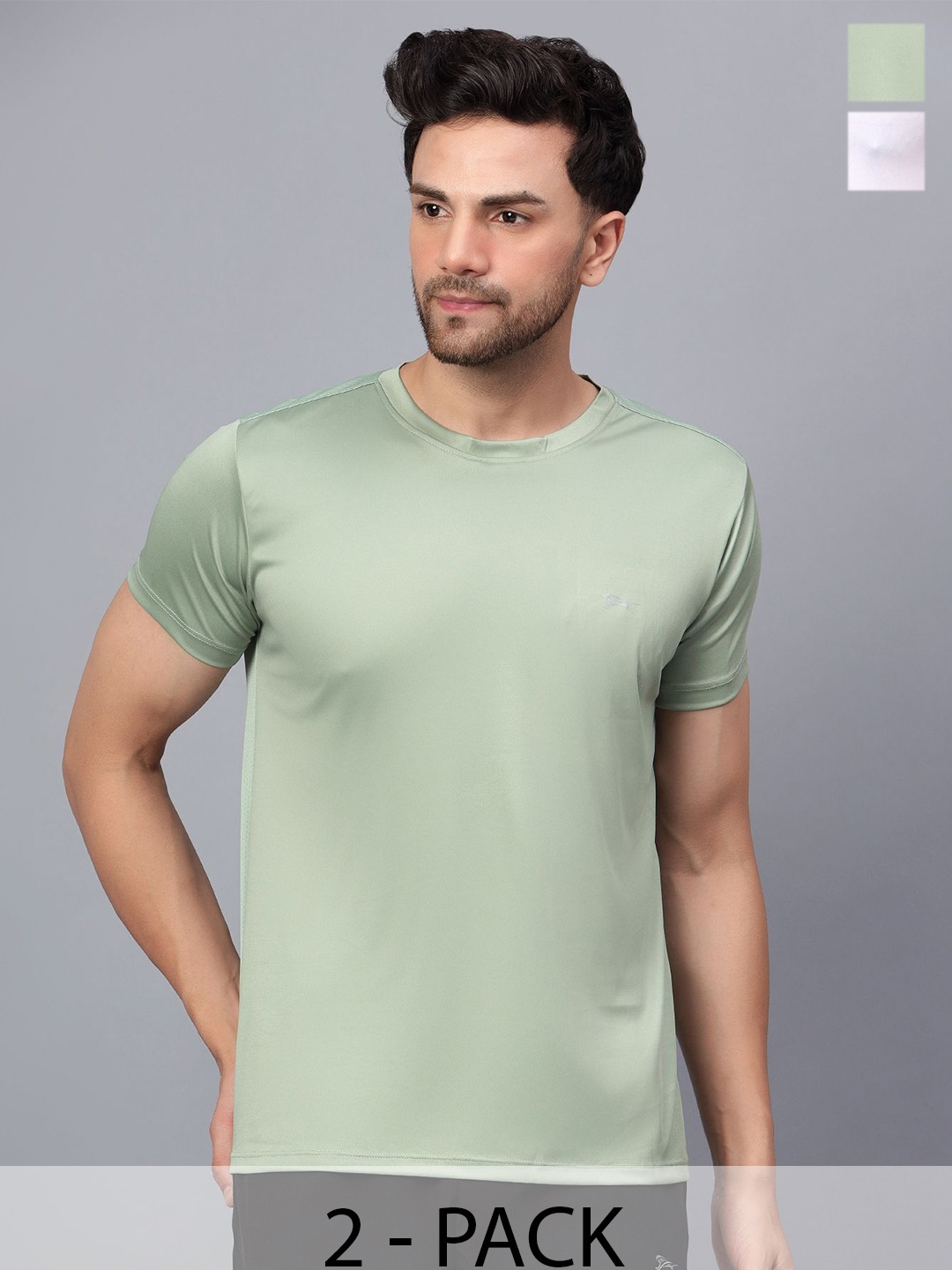 

Shiv Naresh Pack of 2 Slim Fit Round Neck T-shirt, Green