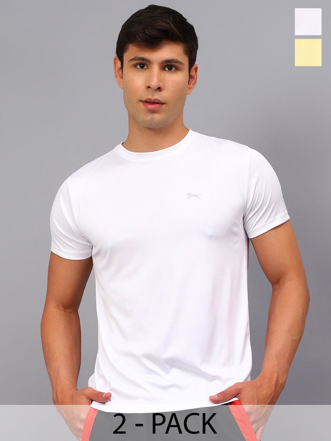 

Shiv Naresh Pack Of 2 Round Neck Slim Fit T-shirt, White