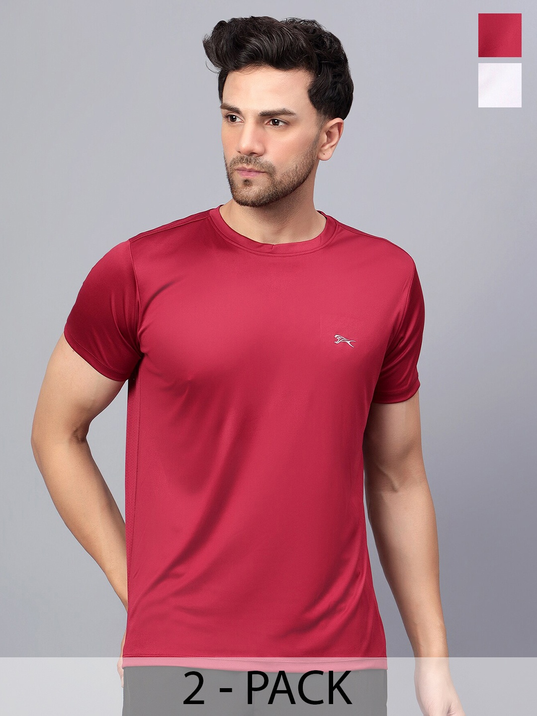 

Shiv Naresh Pack Of 2 Round Neck Slim Fit T-shirt, Maroon
