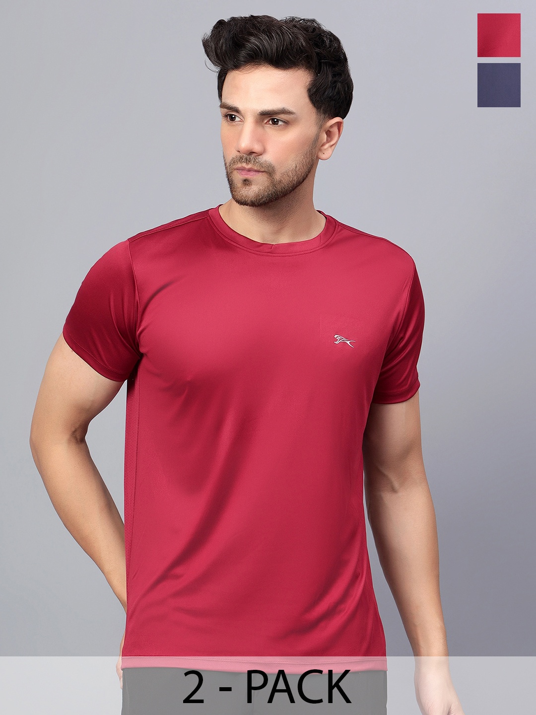 

Shiv Naresh Pack Of 2 Round Neck Slim Fit T-shirt, Maroon