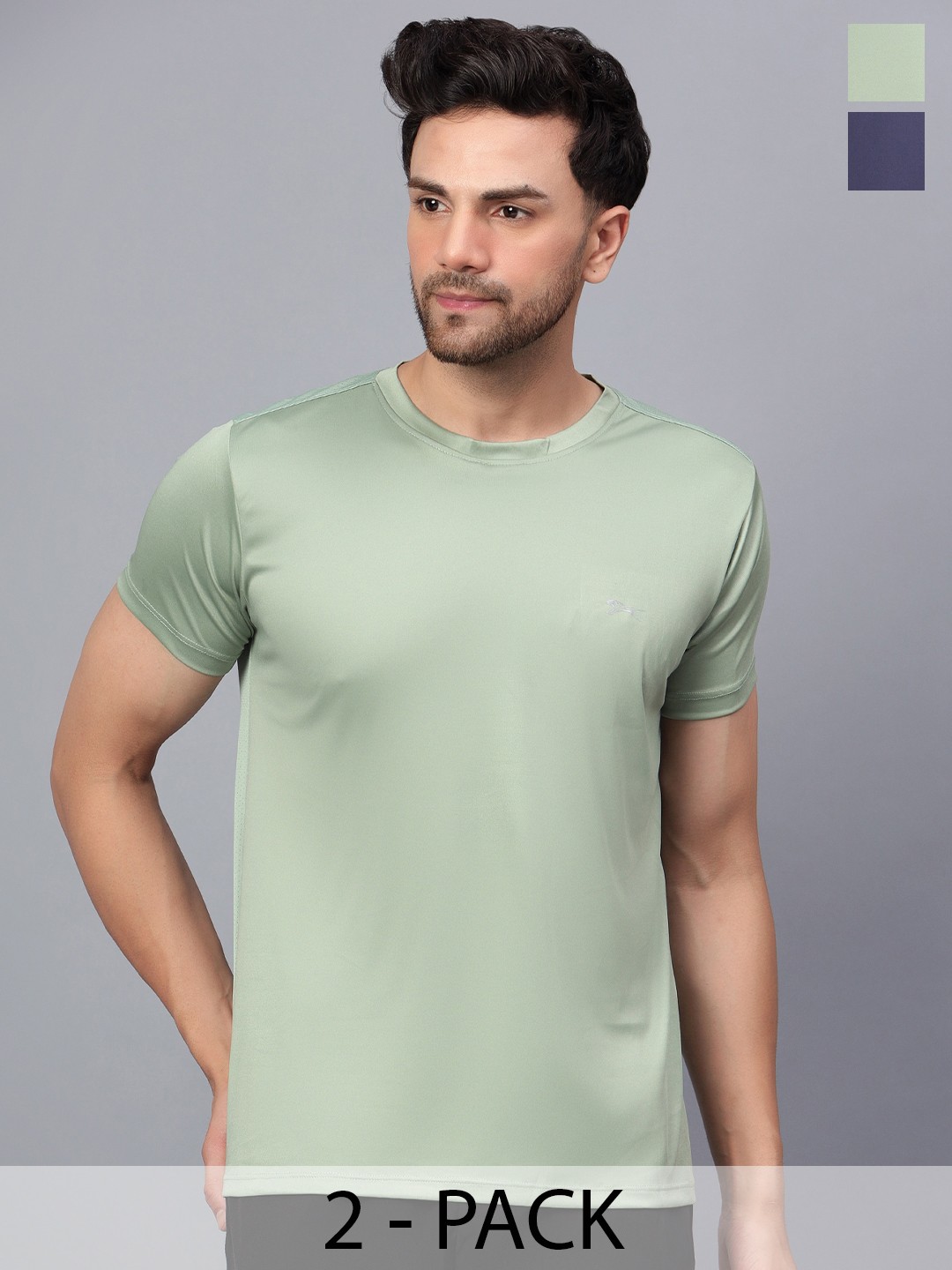 

Shiv Naresh Pack Of 2 Slim Fit Round Neck T-shirt, Navy blue