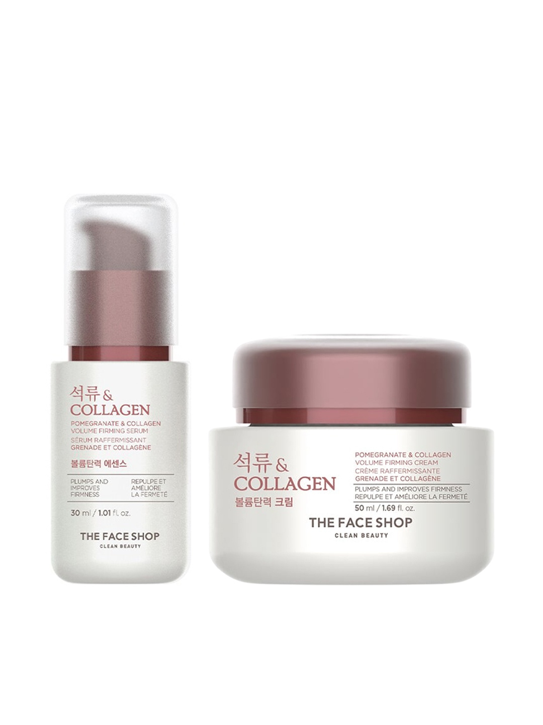 The Face Shop Pomegranate & Collagen Volume Lifting Serum 30ml & Volume Lifting Cream 50ml, White
