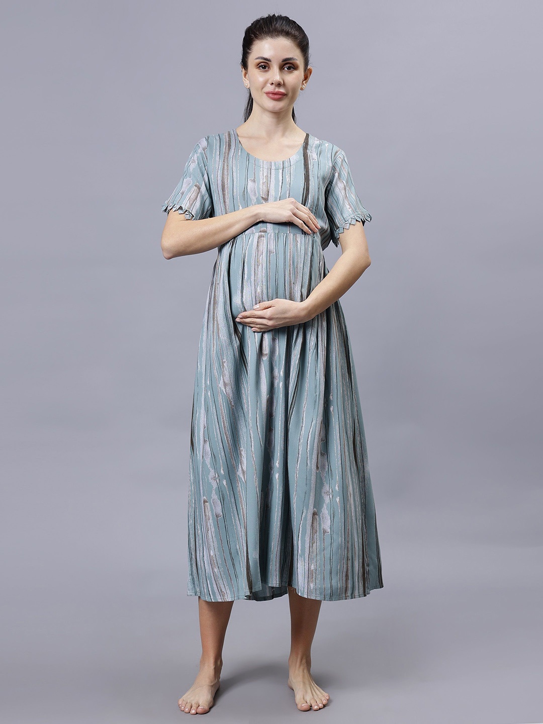 

NIGHTSPREE Striped Nightdress, Sea green