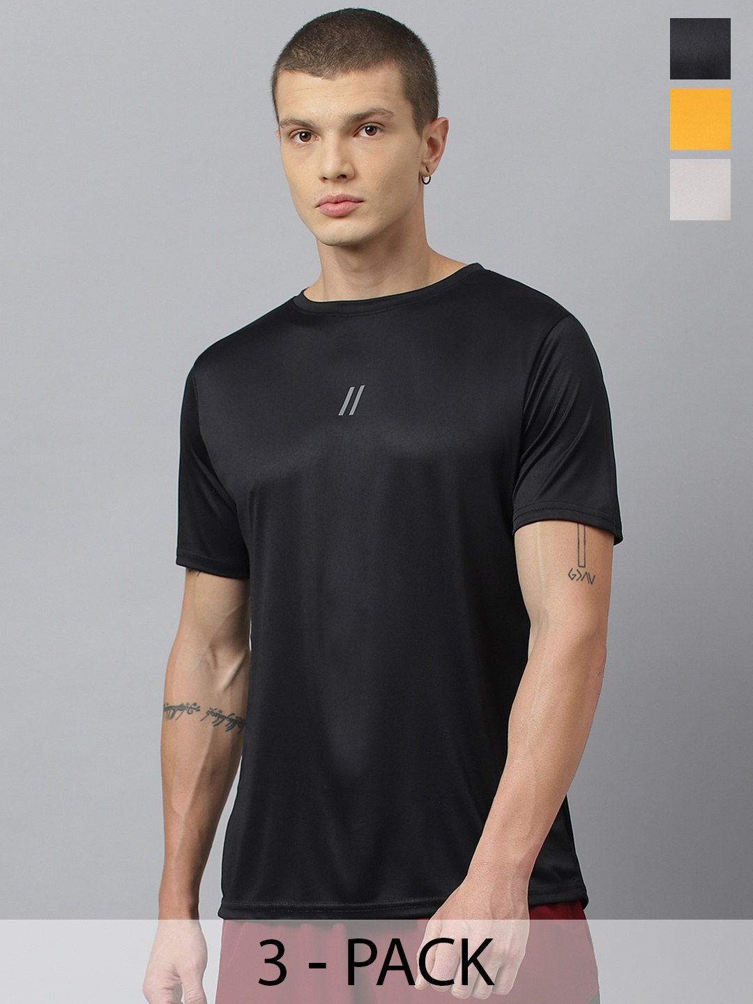 

ATICX Pack Of 3 Slim Fit FlexDRY Sleeveless T-shirts, Black