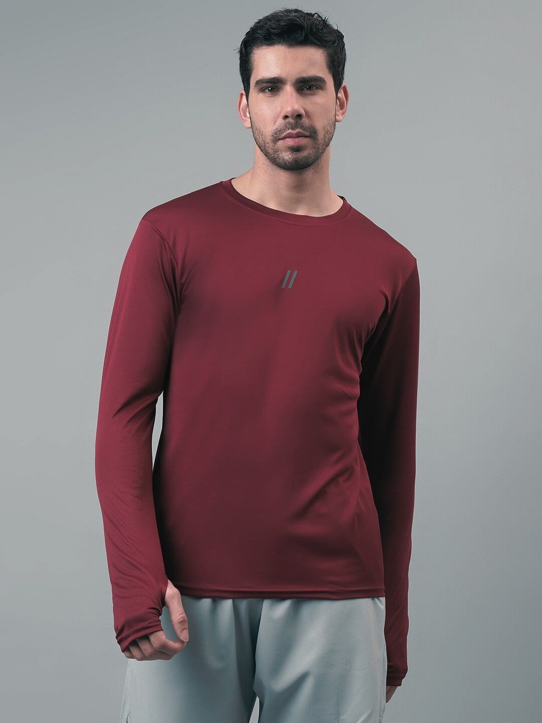 

ATICX Slim Fit Round Neck Long Sleeves FlexDRY T-shirt, Burgundy